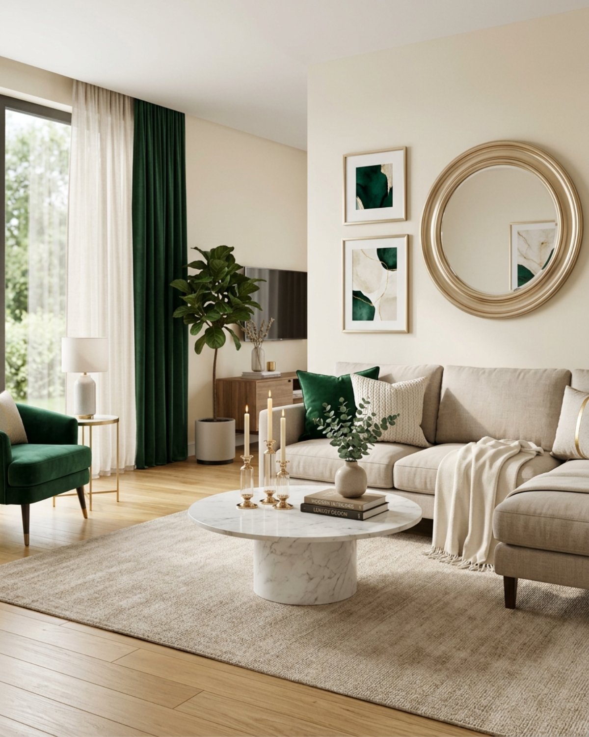 Living room accents with mirrors frames and candle holders