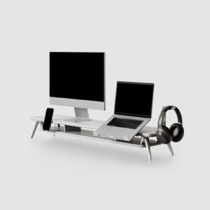 Monitor Riser with Open Storage Slot